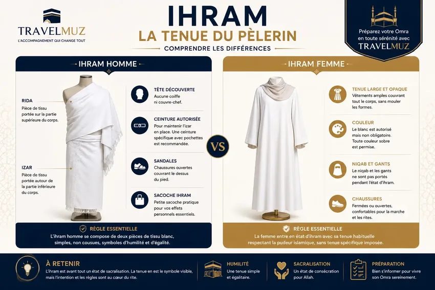 Tenue d’ihram pour l’homme et pour la femme